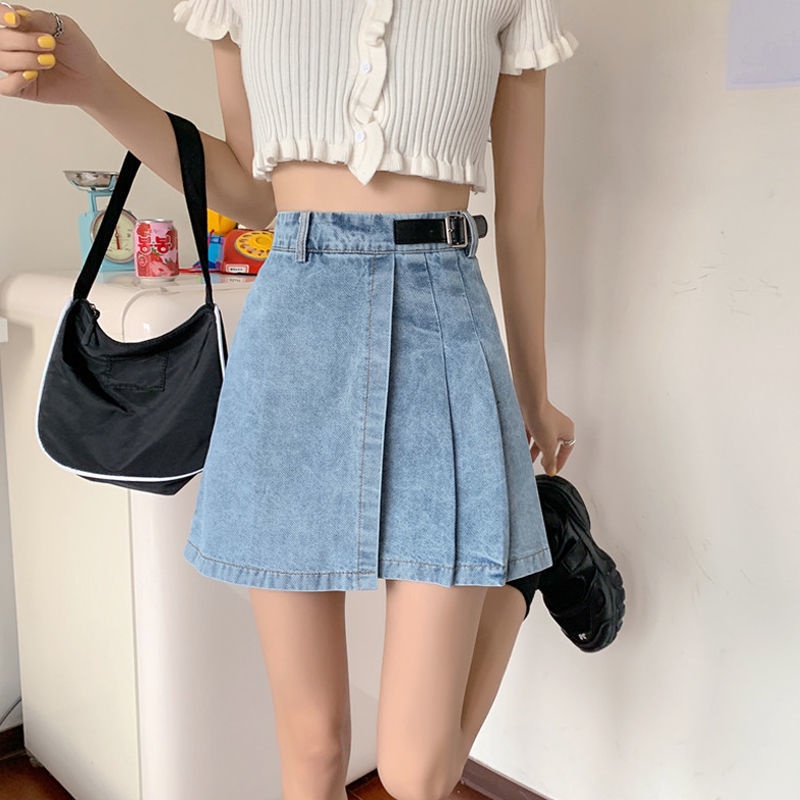 Chân Váy Jean Chữ A Lưng Cao Dáng Ôm Hàng Mới Dành Cho Học Sinh