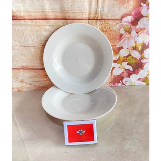 Set 2 dĩa sứ trắng cạn lòng 8in - 20cm - giao ngẫu nhiên