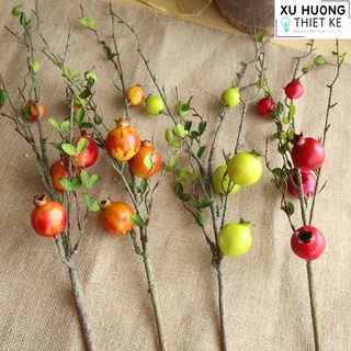Cành cây lựu giả trang trí kèm lá xanh | Xuhuongthietke