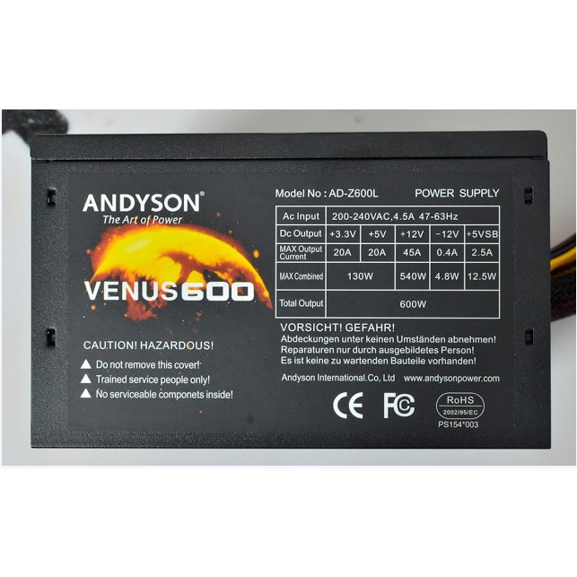 Nguồn Andyson seri 600,700, R-1200 - Full Modular 80 Plus Platinium