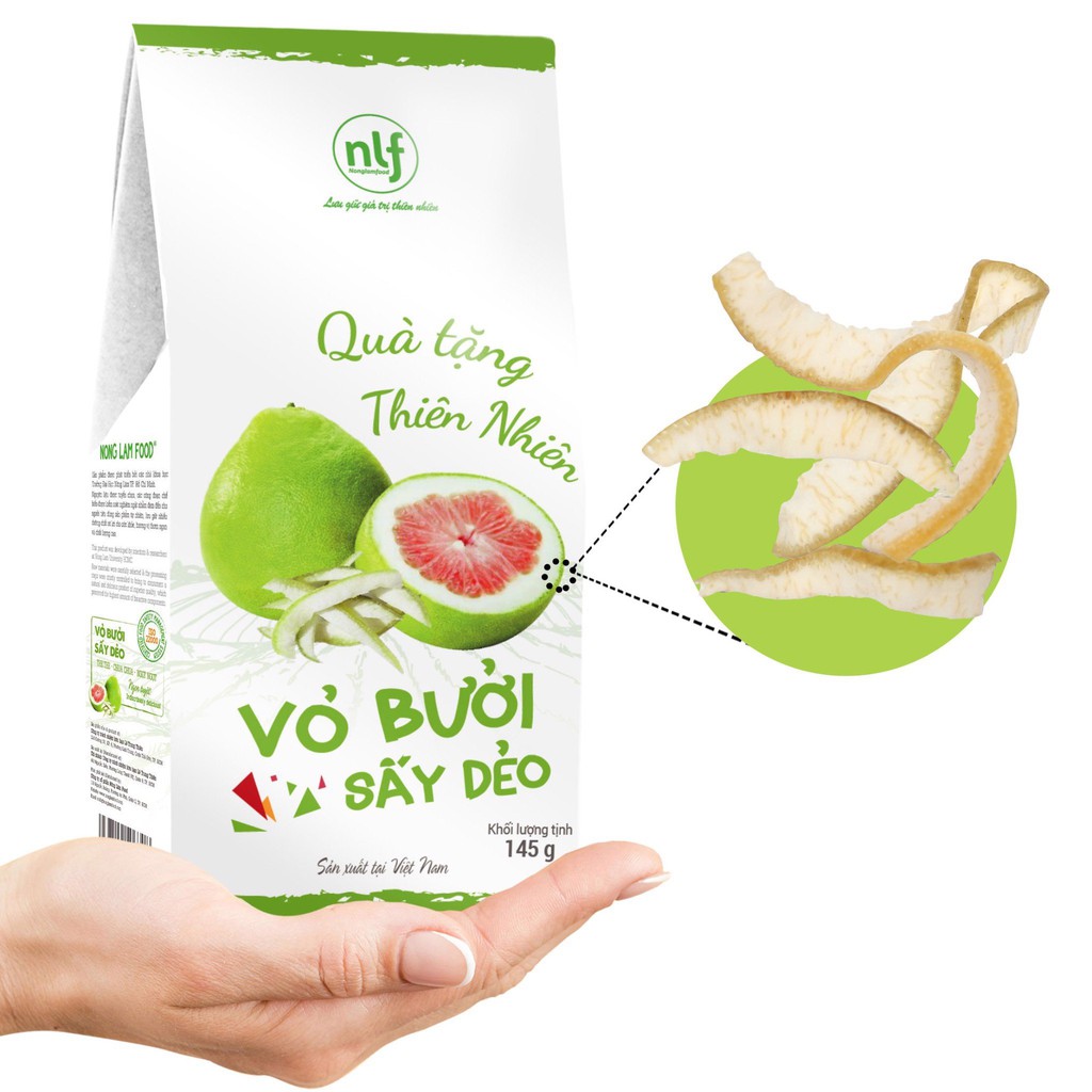 Vỏ bưởi sấy dẻo 145g Nông Lâm Food trái cây sấy dẻo ít đường giảm cân,ăn kiêng bổ sung các chất dinh dưỡng cho cơ thể