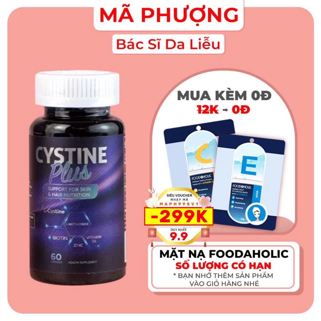 Viên uống Cystine Plus giảm mụn, đẹp da, ngăn rụng tóc - Hàng Chính Hãng - Dược Mỹ Phẩm Bác Sĩ Mã Phượng
