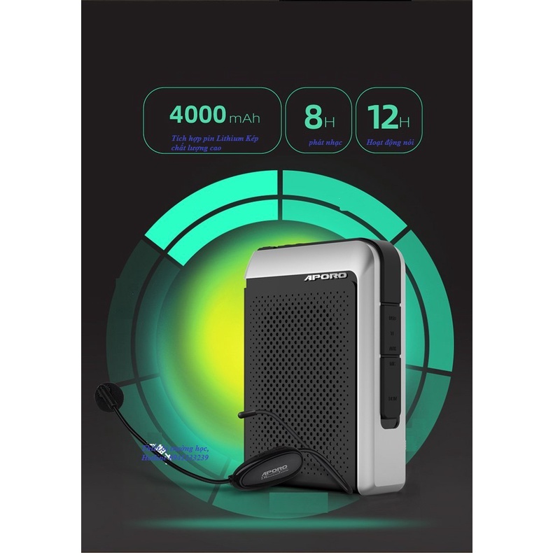 Loa máy trợ giảng Aporo T18 công suất 30W 2.4G Bluetooth 5.0