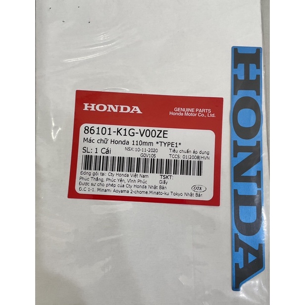 Tem honda Mác chữ Honda 110mm xe abl 2020-2021-2022-2023 chính hiệu honda