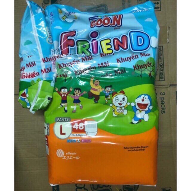 Combo 3 bịch bỉm Goon friend M58/L46/ XL40/XXL34/XXXL22quần tặng 5 miếng