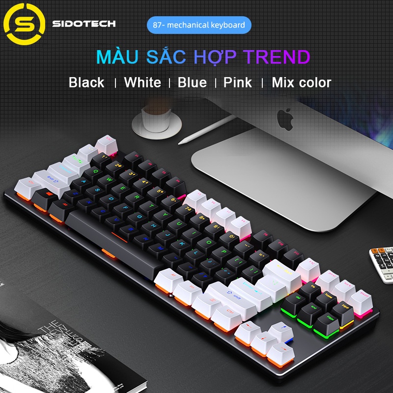 Bàn phím cơ gaming SIDOTECH TKL 87 key và Full Size 104 key LED RGB chuyên chơi game Esport - Hàng chính hãng