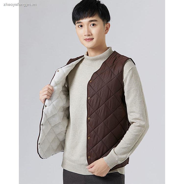 Áo khoác phao không tay lót nhung cotton dáng ngắn thời trang mùa đông dành cho nam