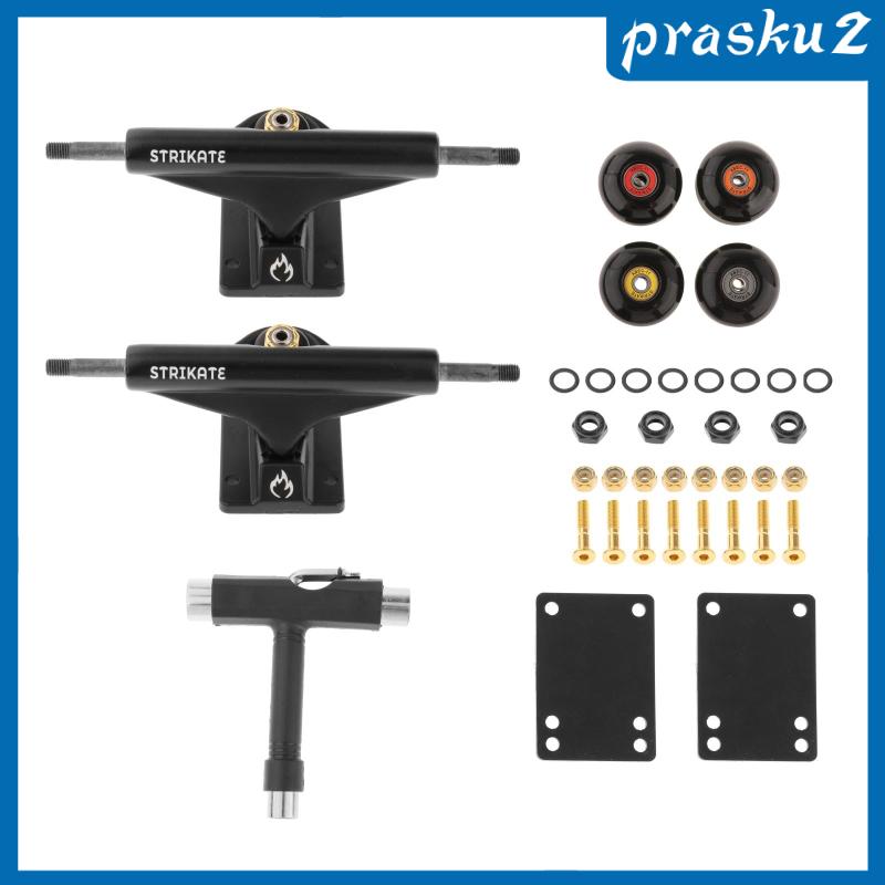 [PRASKU2]Skateboard TRUCKS 52mm Wheels and Bearings with Pads