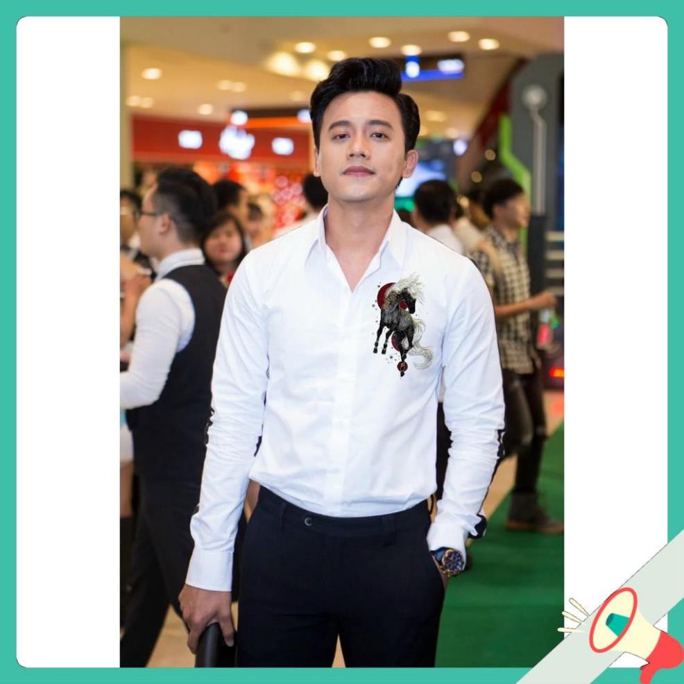 Chất Xịn ÁO SƠ MI IN THÊU TAY DÀI IN NGỰA - ITTD13