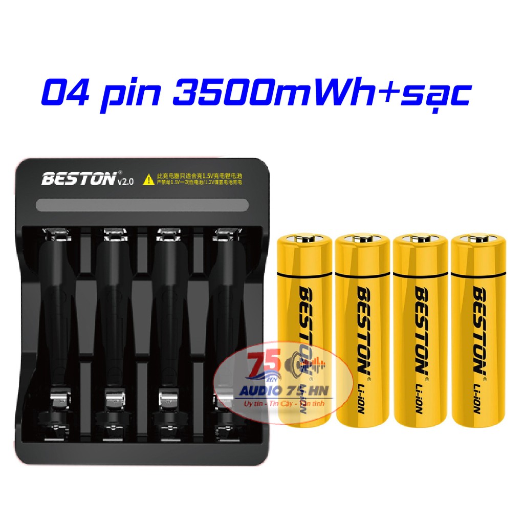 Pin sạc Lithium 1,5V AA, AAA chính hãng Beston 800mAh, 2800mAh, 3500mAh, bộ sạc beston M7011 Sạc nhanh tự ngắt, Pin 1.5V