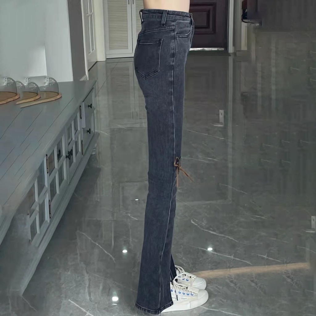 New Arrival Spring/Summer Women's Long Slim Jeans with Lace Up Large Size