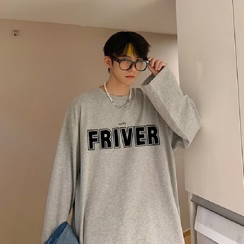 Áo Thun Tay Dài Dáng Rộng In Chữ Phong Cách Hip Hop Đường Phố Hàn Quốc Thời Trang Cho Nam Và Nữ size M-5XL