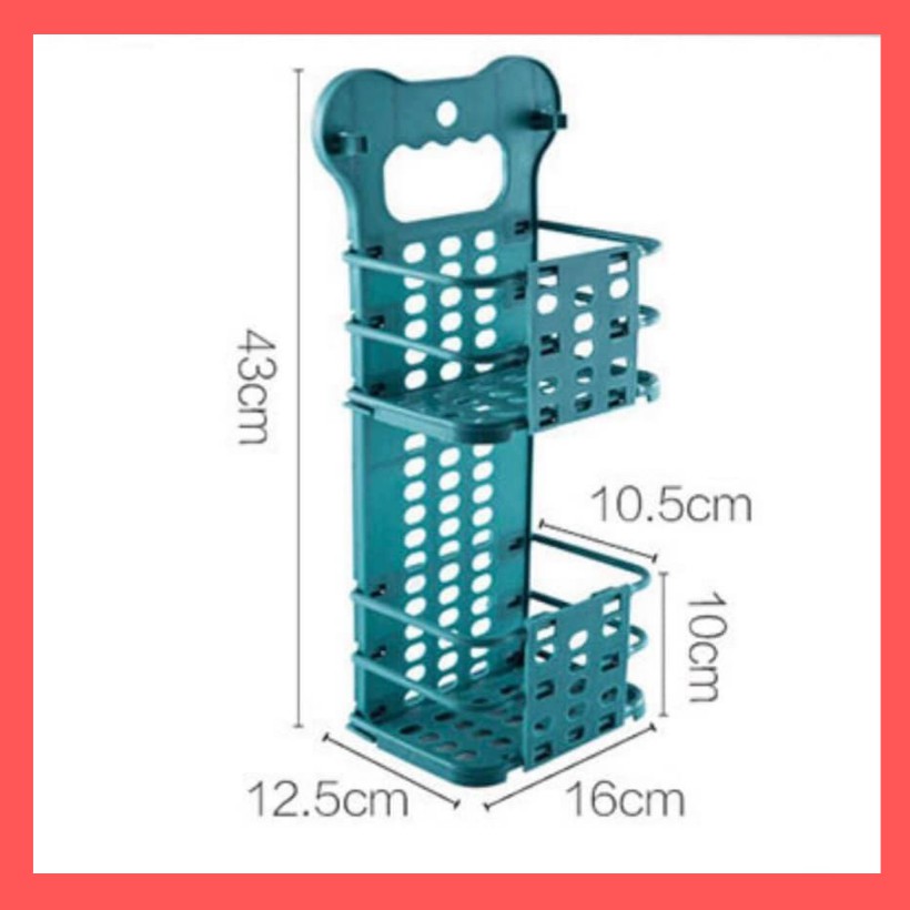 Giỏ treo đồ đa năng gấp gọn 2 tầng nhựa PP an toàn Có tặng kèm móc dán Diện tích giỏ được thiết kế phù hợp không quá to