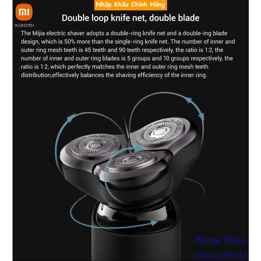 Máy cạo râu Xiaomi Electric Shaver Mijia S500 3 đầu - Bảo hành 3 tháng