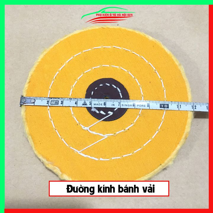 Bánh vải đánh bóng D125 sợi nỉ màu vàng kích thước 125mm x15mm