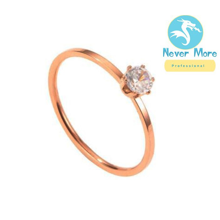 NHẪN NỮ TITAN 1 HỘT ĐÁ NHỎ QUÁ XINH MÀU HỒNG TC005 siêu đẹp, bền màu - tặng hộp đựng xinh xắn