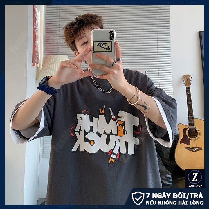 Áo thun nam tay lỡ form rộng ,  áo thun unisex ZOTA in TRUCK NTL12.3