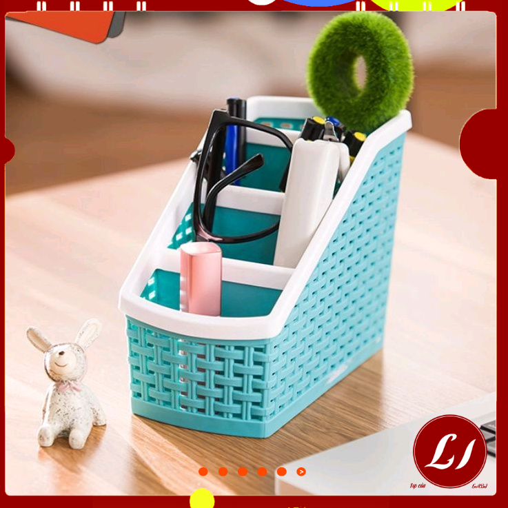 Khay ống cắm bút 4 ngăn đa năng, tiện lợi (chữ nhật)