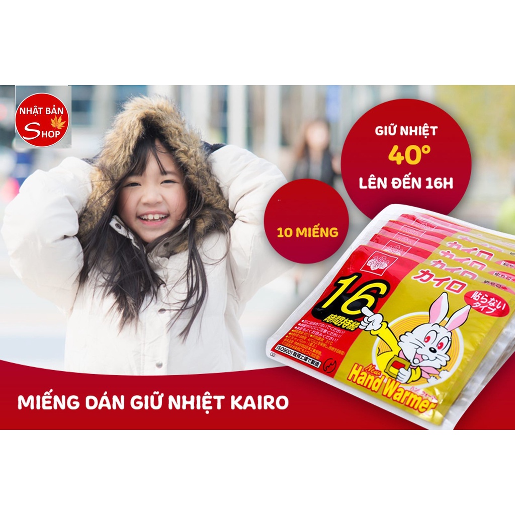 Combo 10 Miếng Dán Giữ Nhiệt Kairo Nhật Bản 16 Tiếng