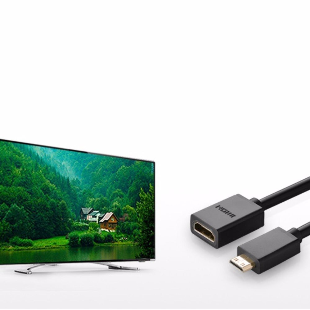 Cáp chuyển đổi mini HDMI đực sang HDMI cái dài 25CM UGREEN 20137 - Hàng phân phối chính hãng - Bảo hành 18 tháng