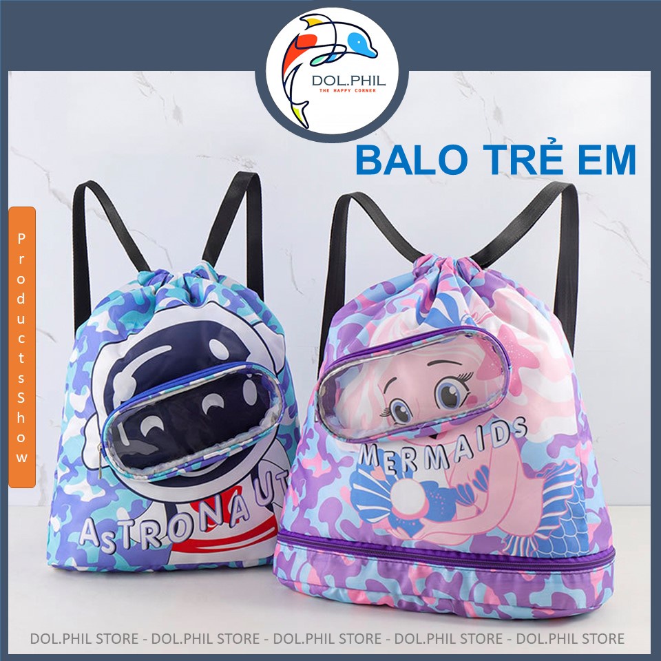 Balo Đựng Đồ Bơi Cho Bé Dol.phil Túi Đựng Đồ Du Lịch Có 2 Ngăn Khô Và Ứớt Rất Tiện Dụng - Hàng Loại 1 In Họa Tiết Sắcnet