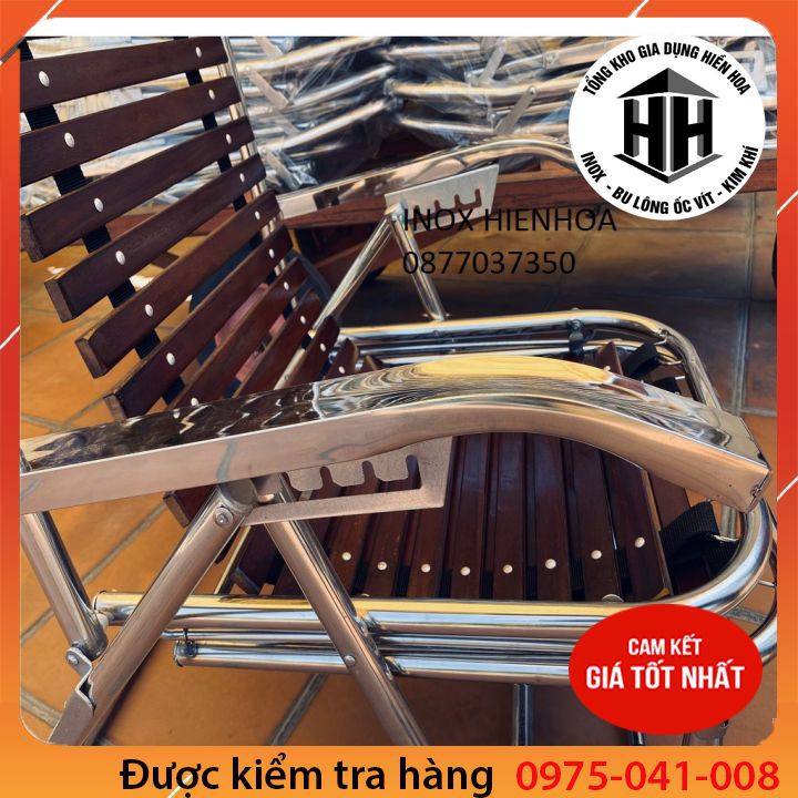 Ghế nằm thư giãn khung inox PHI 25 TAY TO Hiền Hoa