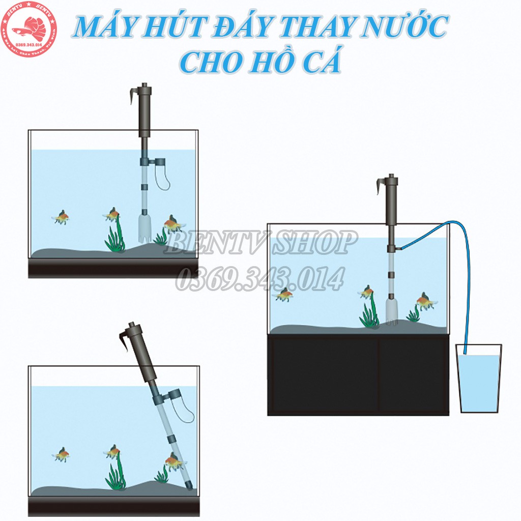 Máy Hút Cặn Phân Chạy Điện Hoặc Pin Cho Hồ Cá