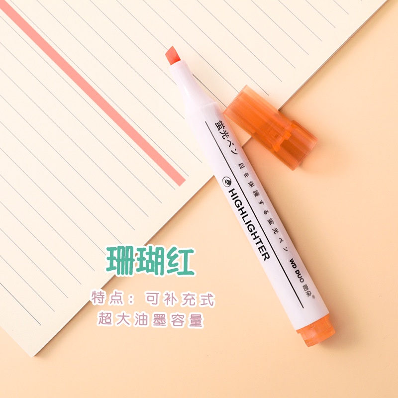 Bút dạ quang 6 màu highlight pastel, bút đánh dấu nhớ dòng cute nhiều màu marke