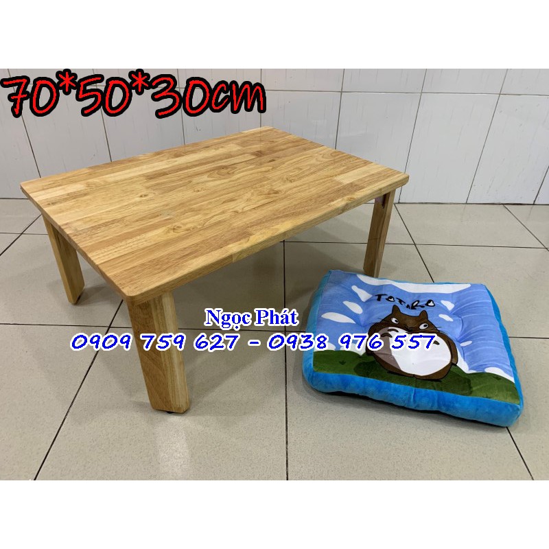 Bàn Gỗ Cao Su 70x50x30cm Chân Bánh Mì Xếp Gọn Đa Năng - BH 12 Tháng NGỌC PHÁT