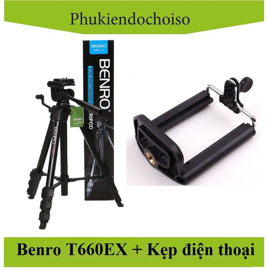 [Mã 229ELSALE hoàn 7% đơn 300K] Chân máy ảnh Benro T660 EX ( Chính hãng ) + Kẹp điện thoại