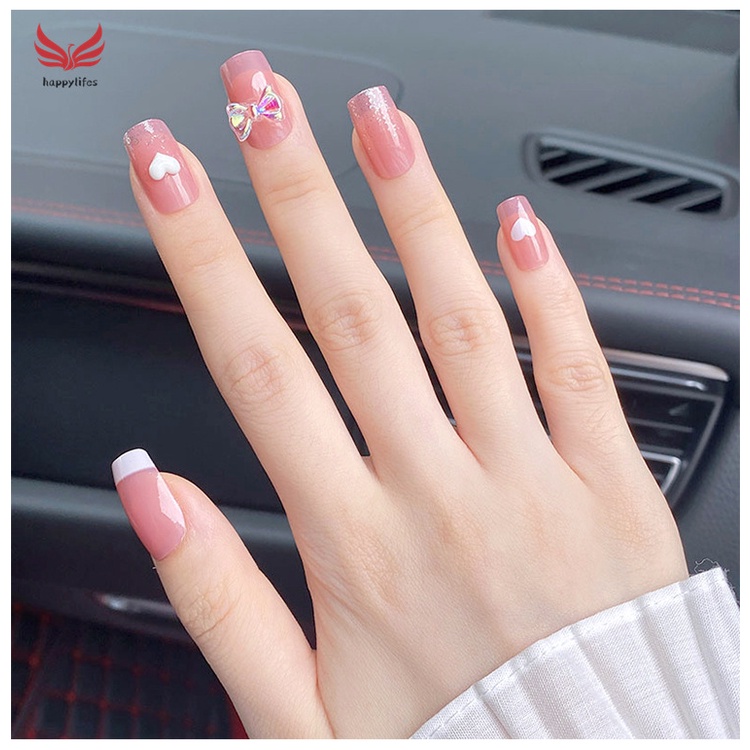 Set 24 móng tay giả dài thời trang cá tính và keo dán trang trí móng nghệ thuật cho nữ