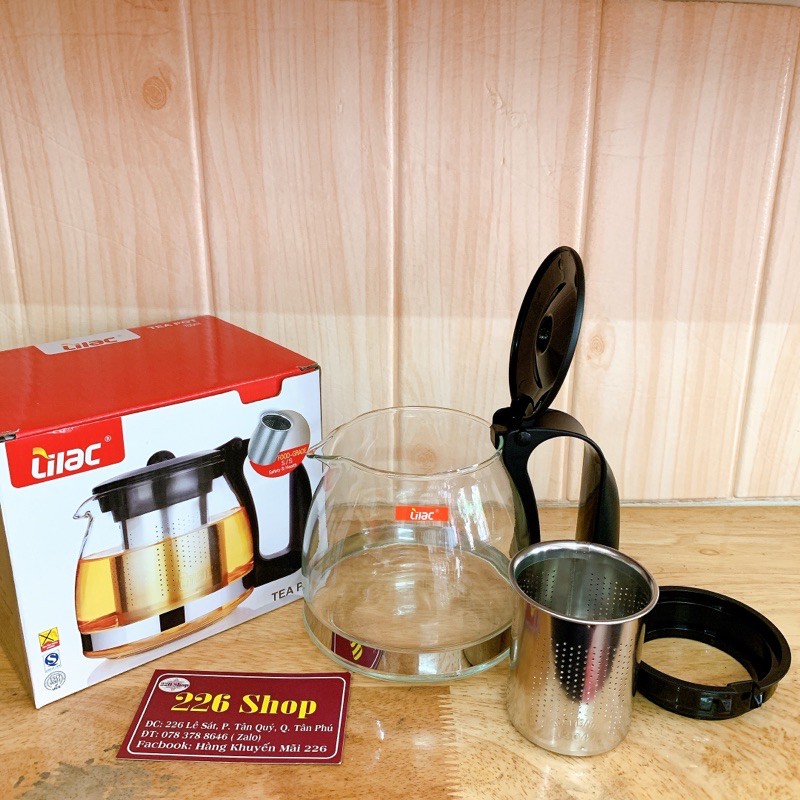 Bình lọc trà thuỷ tinh chịu nhiệt cao cấp Lilac [lõi lọc inox 304].Chịu nhiệt đến 100 độ | BigBuy360 - bigbuy360.vn