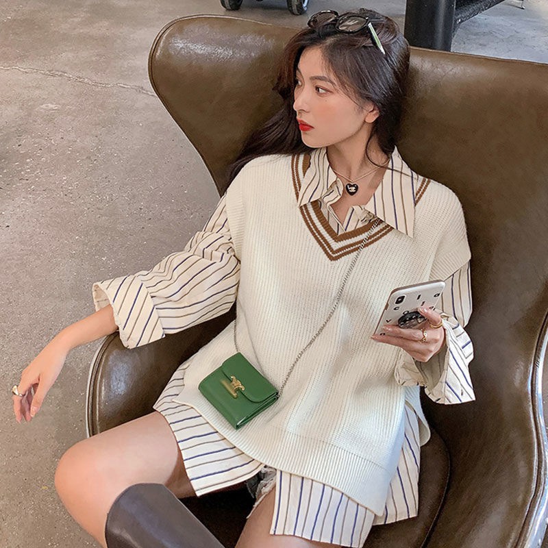 Áo khoác gile NZN dệt kim cổ chữ V thời trang dành cho nữ