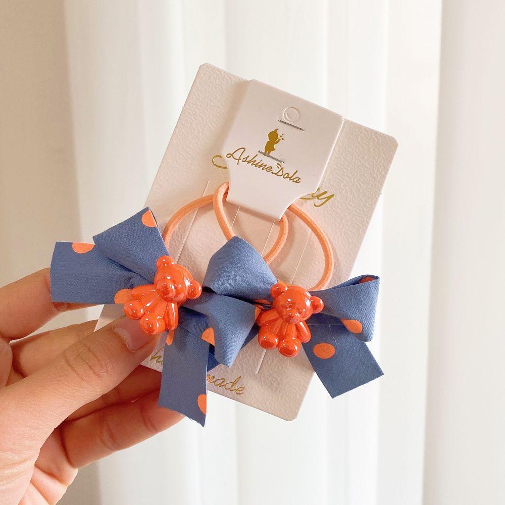 Dây Cột Tóc Tai Thỏ Họa Tiết Chấm Bi / Gấu 3D Dễ Thương Cho Bé Gái