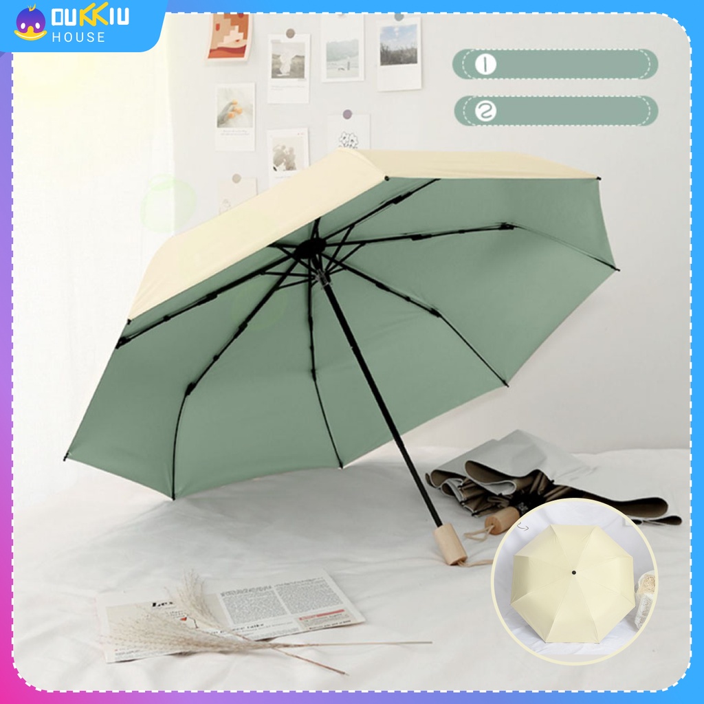 Ô dù che nắng đi mưaÔ gấp gọn ( Có Sẵn ) phủ lớp chống tia UV màu pastel Phong Cách Retro Mùa Hè siêu xinh