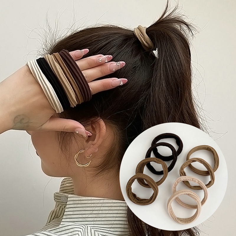 Set 8 Dây Buộc Tóc Co Giãn Nhiều Màu Sắc Dành Cho Nữ