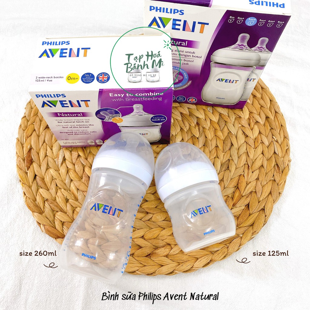 Bình sữa Philips Avent Natural đủ size 125ml - 260ml - 330ml (lẻ và set 2)