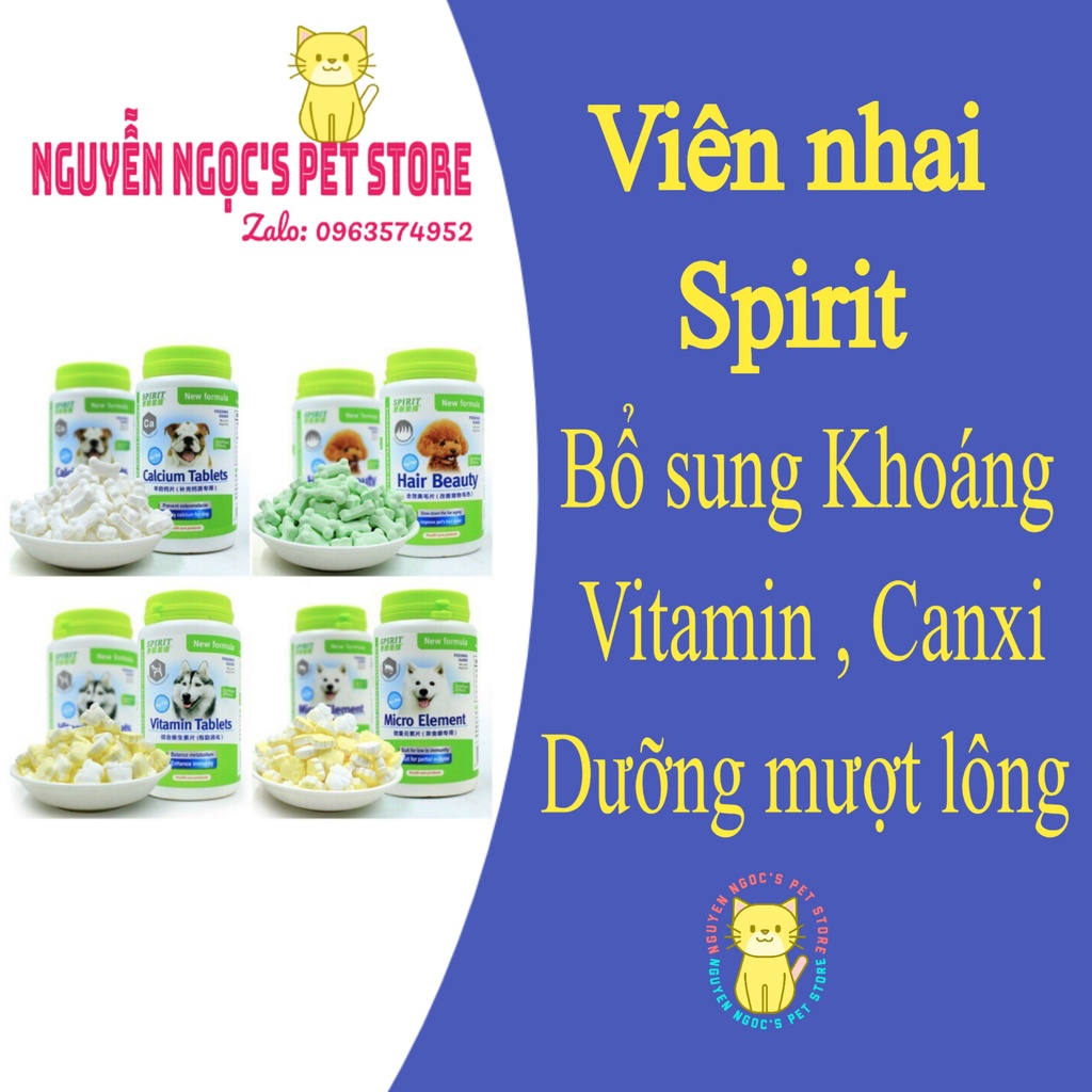 VIÊN CANXI, KHOÁNG, MƯỢT LÔNG, VITAMIN CHO CHÓ SPIRIT