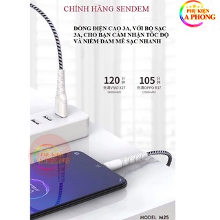 Cáp sạc[DÂY DÙ CHỐNG ĐỨT]SD Design M25,Dây sạc siêu bền dành cho ip,Micro,Type-C,BH 12 tháng.