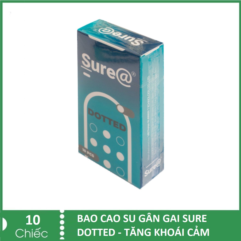 Bao Cao Su Gân Gai Tăng Khoái Cảm Sure Dotted - hộp 10 bao - Chính hãng