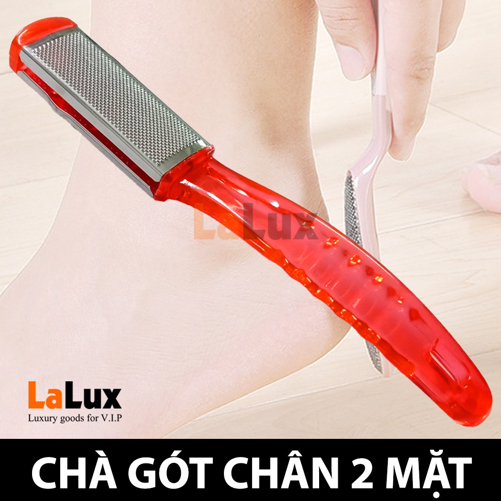 Dụng Cụ Chà Gót Chân 2 Mặt INOX - Cây Cạo Gót Chân Tay Cầm Nhựa Cao Cấp - Đồ Bàn Chải Mài Gót Chân Inox - Lalux