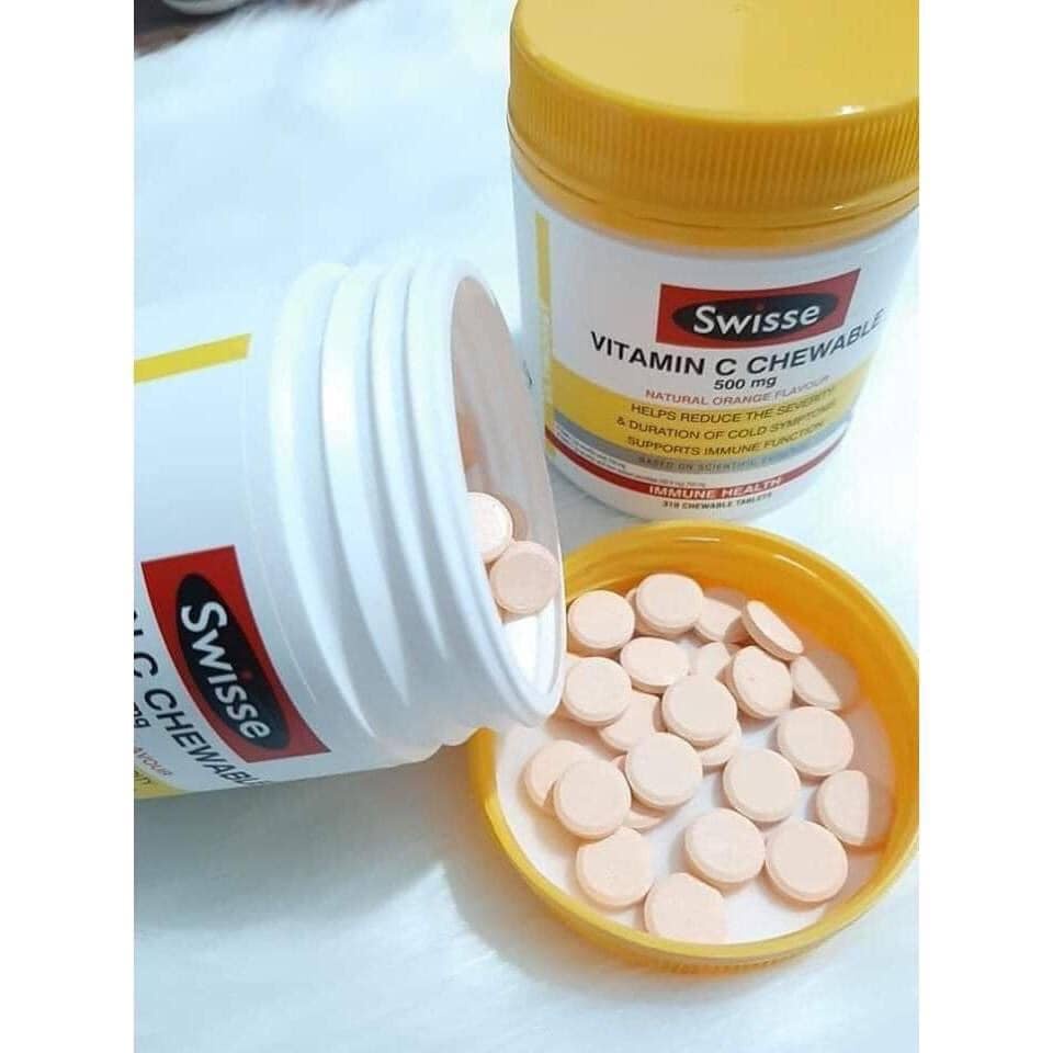 -Viên ngậm bổ sung Vitamin C Swisse VitaminC Chewable 500mg lọ 310 viên
