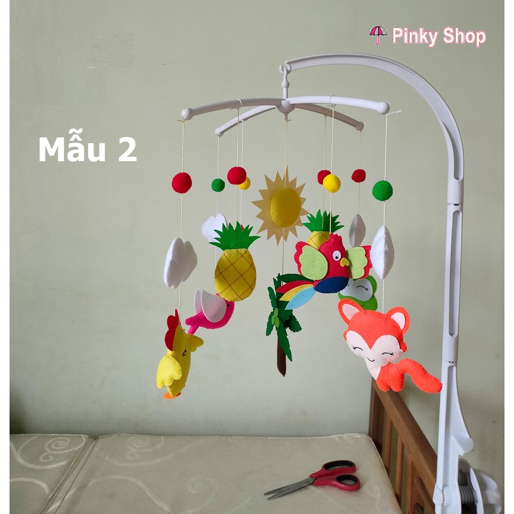 Treo nôi cho bé phát nhạc, kích thích thị giác [Ảnh thật, Hàng mới 100%], tự xoay, đồ chơi cũi handmade Pinky shop