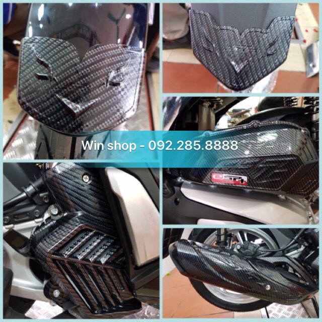 Ốp phụ kiện xe máy SH 2020 - Cacbon (full bộ - có bán lẻ) - Ốp bô/bầu gió/quạt gió/tay xách/thảm để chân....