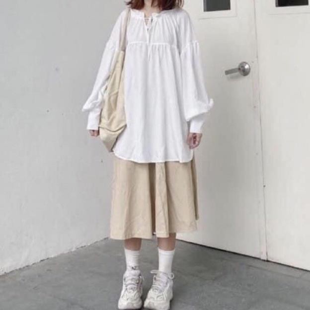 (SẴN) Áo babydoll form rộng oversize ulzzang giả đầm giấu quần đẹp