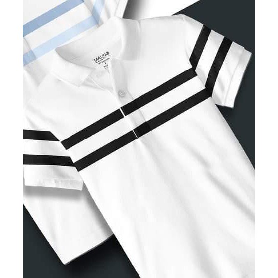 Áo Polo Nam-AC109- Áo Phông Cổ Bẻ Phối Kẻ Ngang Trước Ngực Kiểu Dáng Suông Tay Bo Chất Cotton Cá Sâu Cao Cấp | BigBuy360 - bigbuy360.vn