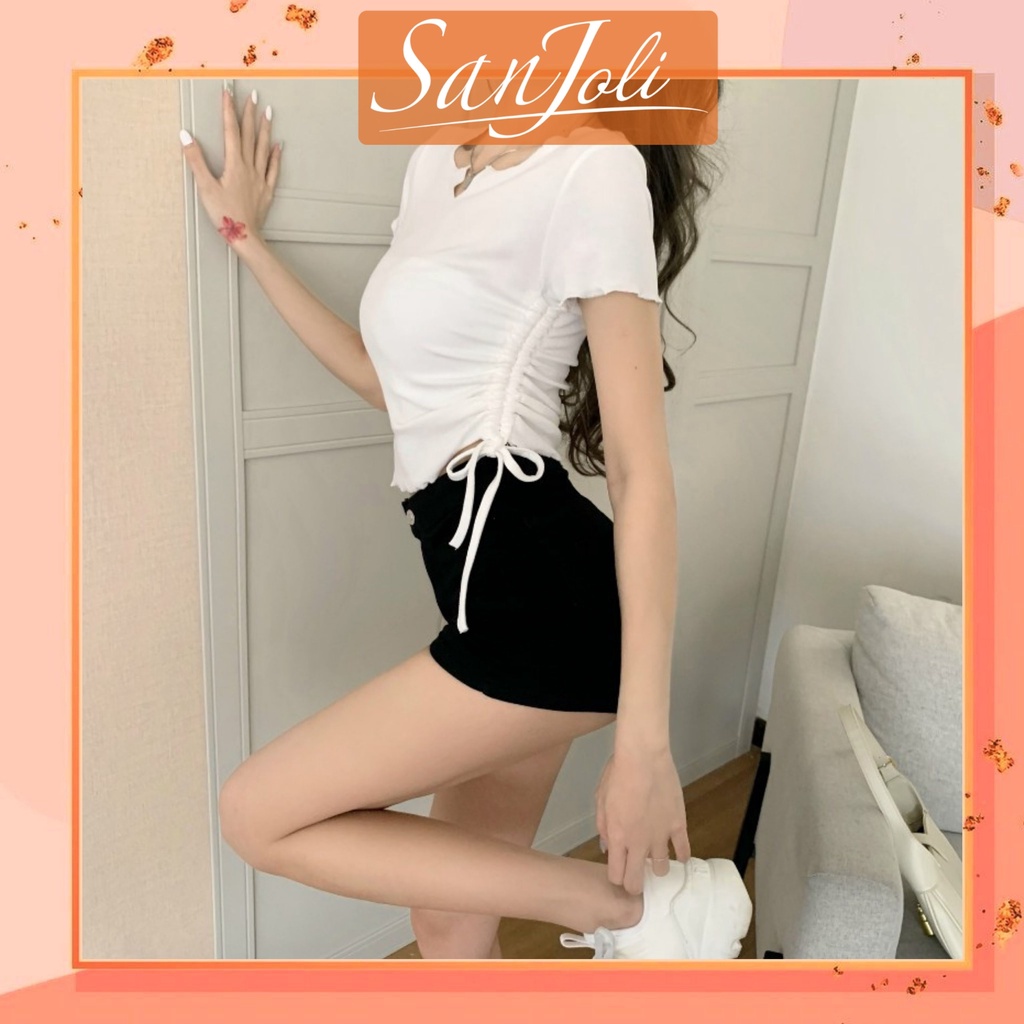 Áo Croptop Ôm Body LOKOSA Áo Kiểu Croptop Sexy Nữ Tay Ngắn Cột Dây Đẹp Bánh Bèo  Hàn Quốc AO035