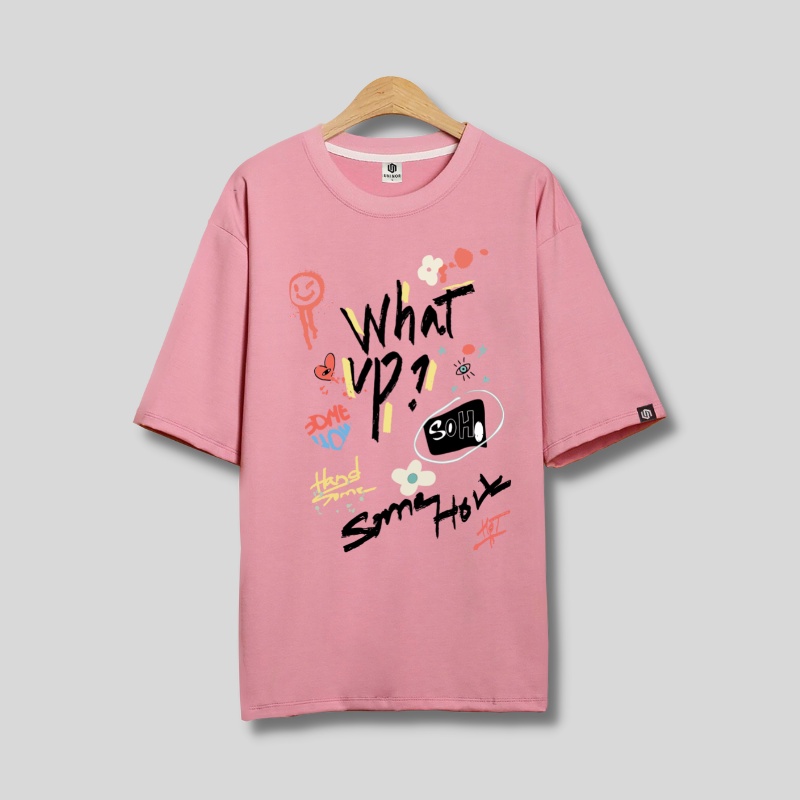 Áo thun unisex tay lỡ form rộng 100% cotton áo phông nam nữ thời trang in hình thời trang Whatsup