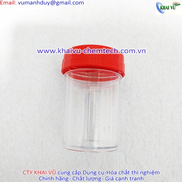 Combo 20 Lọ nhựa PS (trắng trong, tinh khiết) đựng mẫu thí nghiệm, sinh phẩm 55ml nắp đỏ