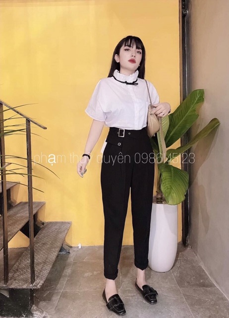 Quần Baggy vải khuy vuông - form chuẩn đẹp